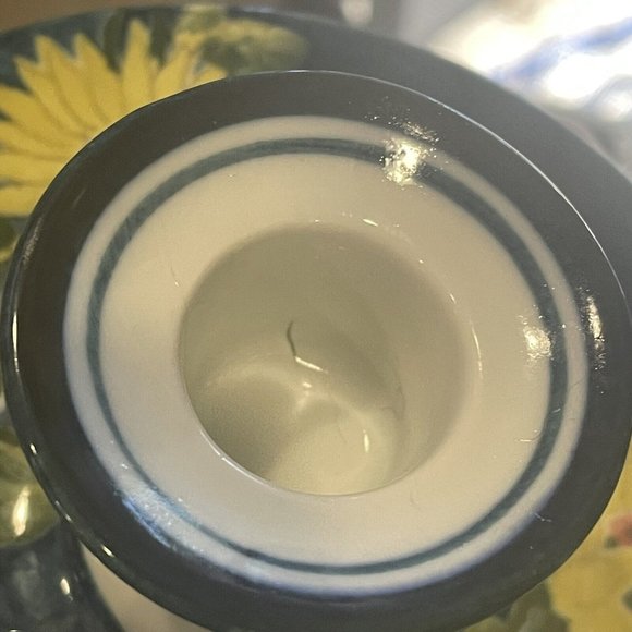 Vintage Chamberstick Hand Painted Thailand Candlestick Holders pair SUNFLOWERS - Picture 11 of 11